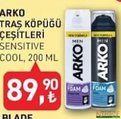 ARKO TIRAŞ KÖPÜĞÜ ÇEŞİTLERİ 200 ML indirimli fiyat ARKO TIRAŞ KÖPÜĞÜ ÇEŞİTLERİ 200 ML fiyat ve kampanya bilgisi